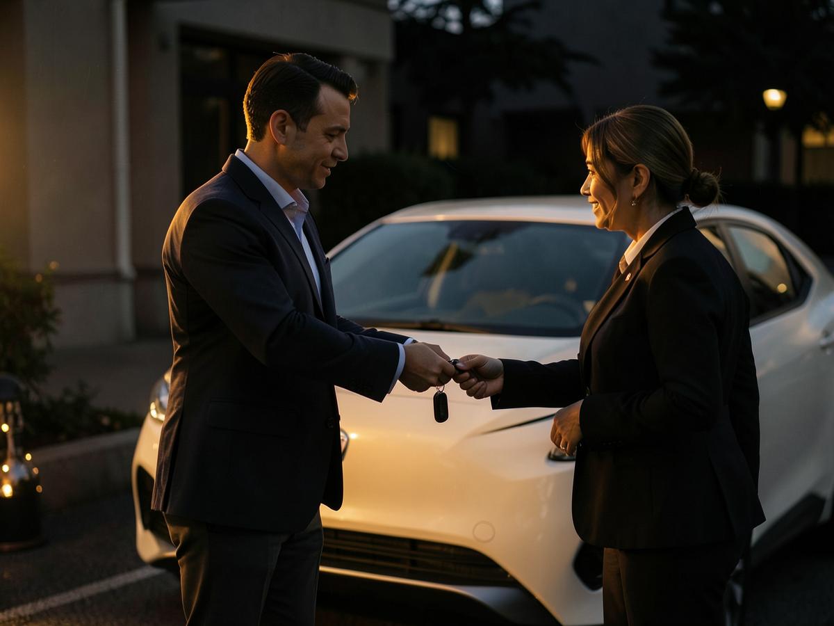 BlessRite concierge handing car keys back to a customer